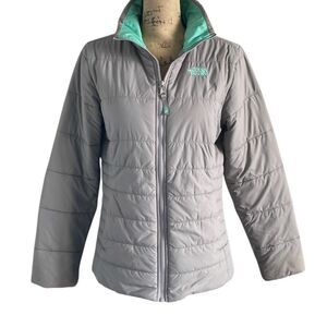 EUC! The North Face Gray Teal Mock Turtle Zip Up Puffer Jacket - Girls XL/Women’